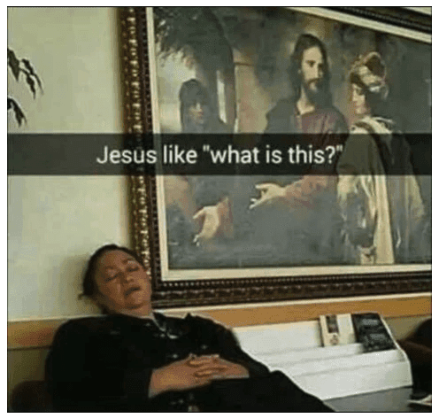 A painting of Jesus beside a sleeping woman.