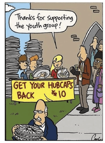 A youth group depicted as a polite heist crew.